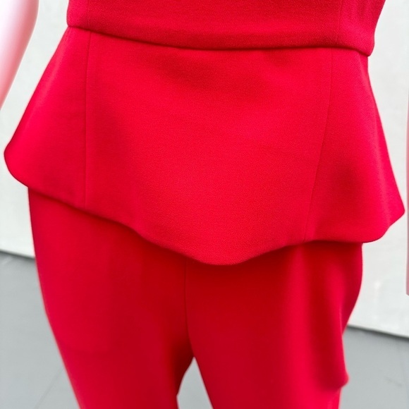 BCBG MaxAzria Cerys Peplum Jumpsuit lipstick red, V Neck Sleeveless Size  0 NWT - Picture 6 of 12